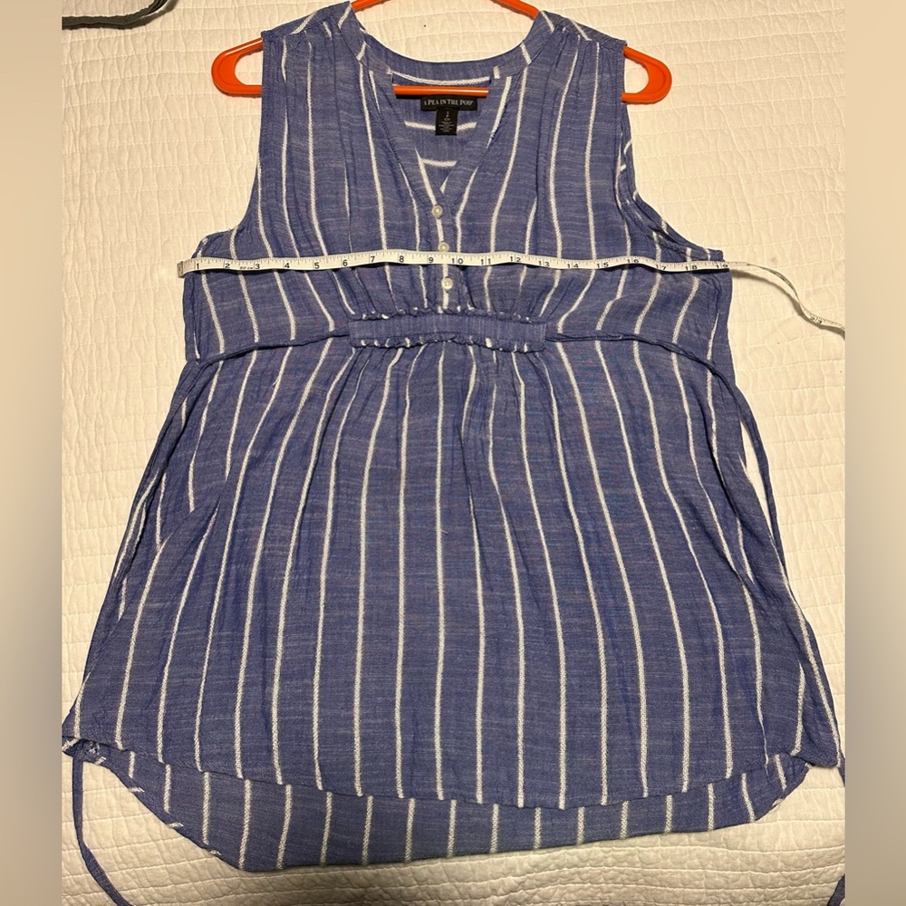A Pea in the Pod Blue and White Striped Blouse Maternity Blouse